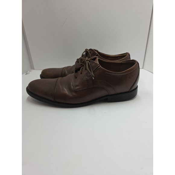 Clarks Collection Mens 11.5 M Brown Leather Cap Toe Oxfords Dress Comfort Shoes